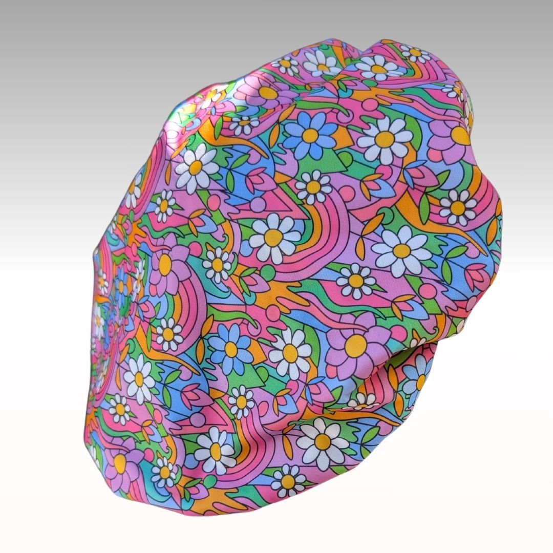 Floral shower caps