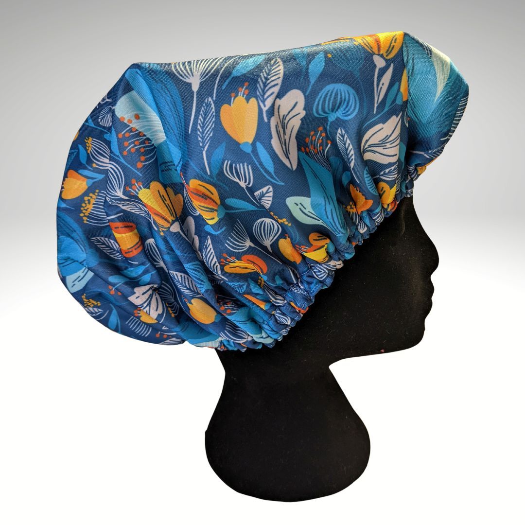 Shower caps with towelling lining