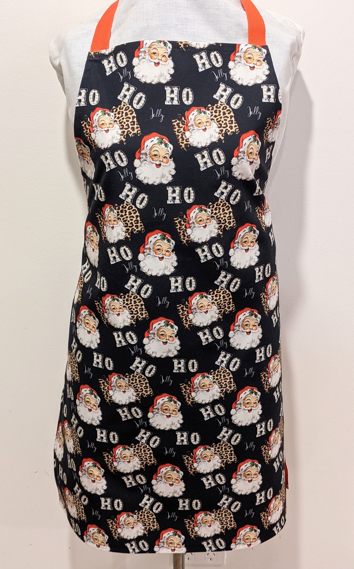 Santa and leopard print apron