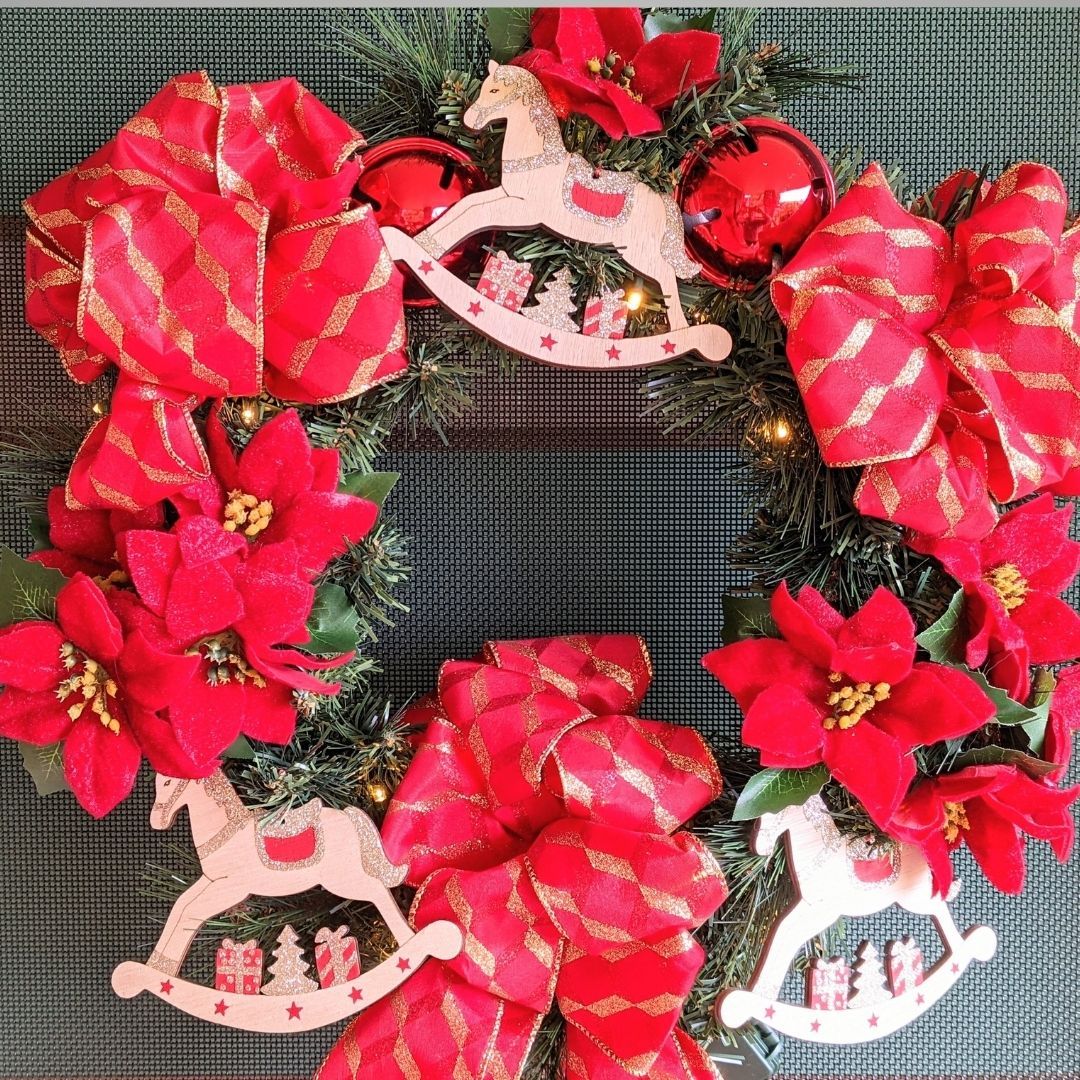 Rocking Horses and Poinsettia wreath