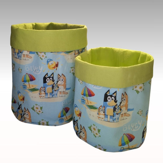 Dogs day out at the beach fabric basket