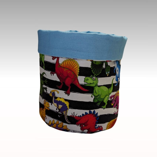 Dinosaurs on stripes fabric basket