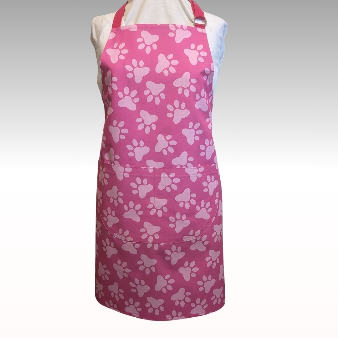 Pink paw prints apron