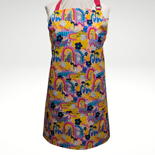Flowers and rainbows apron