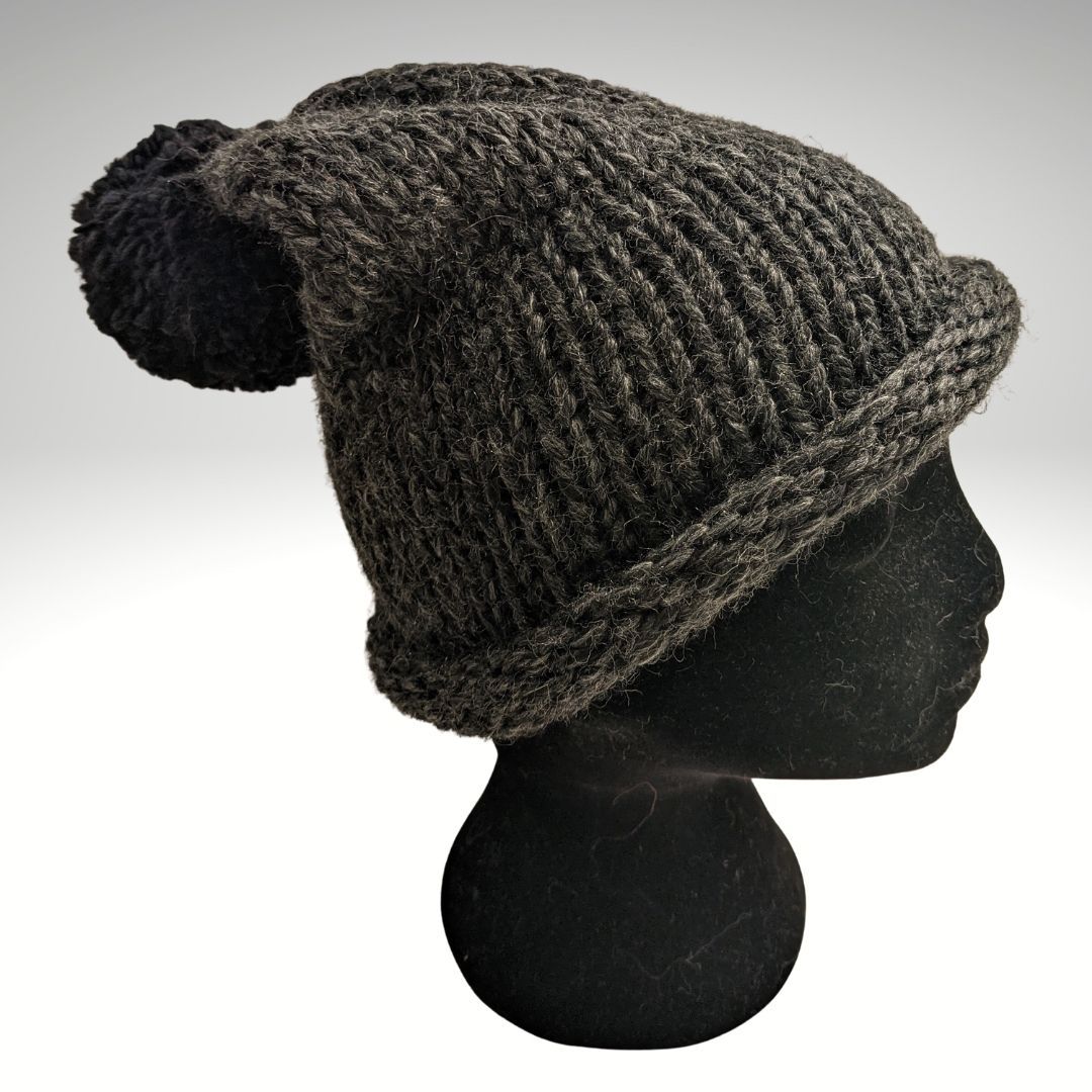 Slouch beanies with pom pom trim