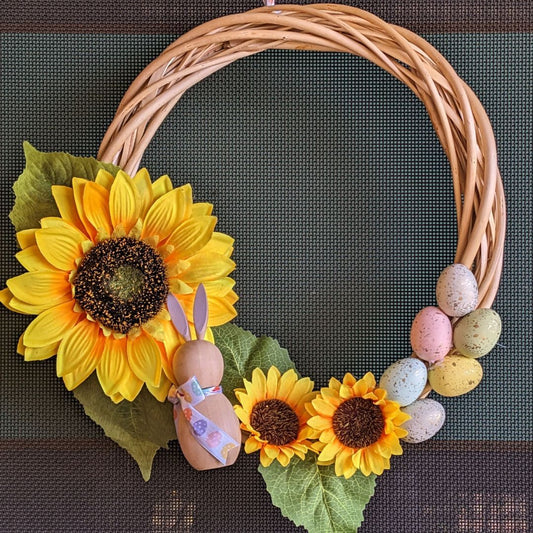 Rabbit and sunflower wreath