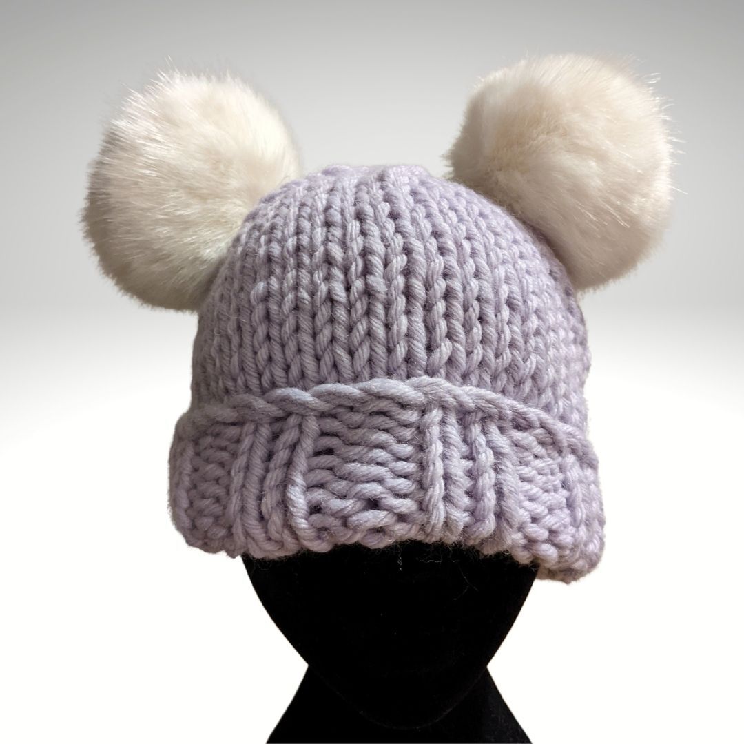 Tweens' beanies with pom pom trim