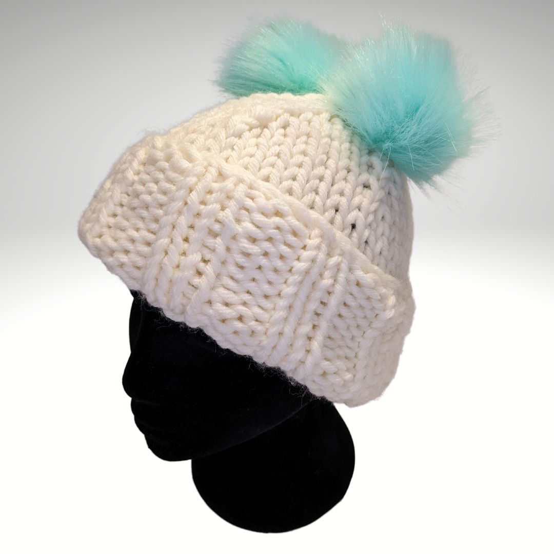 Tweens' beanies with pom pom trim