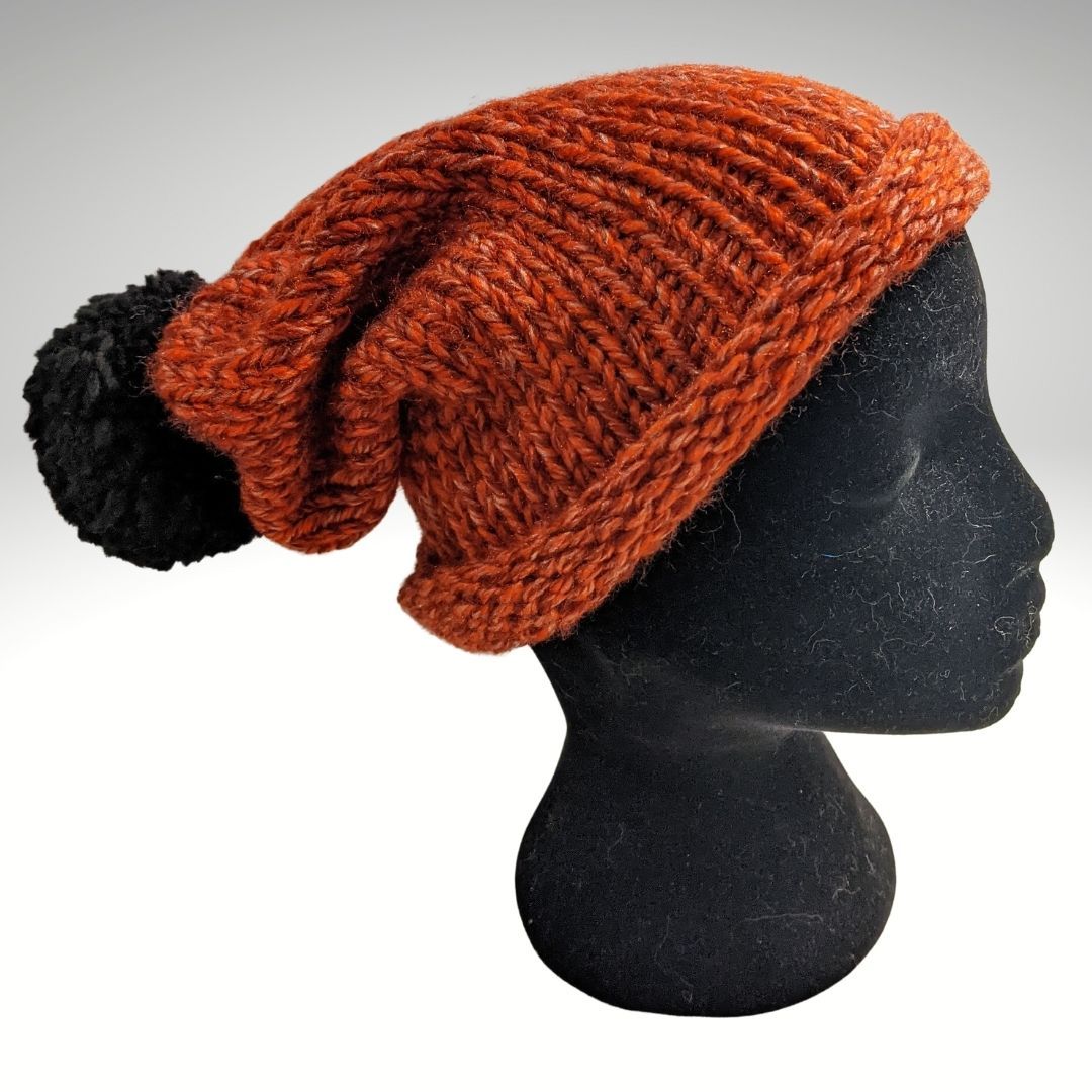 Slouch beanies with pom pom trim