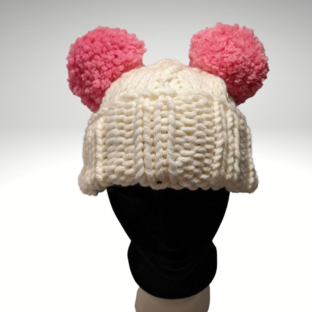 Tweens' beanies with pom pom trim