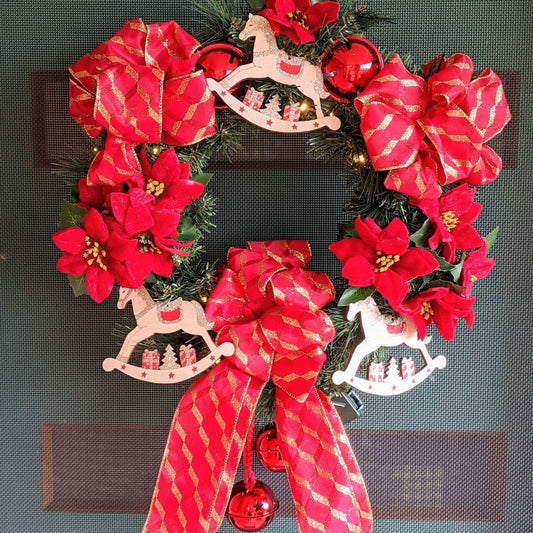 Rocking Horses and Poinsettia wreath